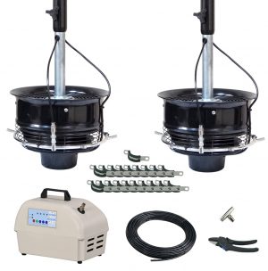 2 Ceiling Mount CentrMist Fans with 12 Nozzle Capacity Pump Package